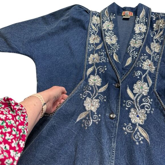 Vintage Niya Collection Heavily Embellished Blue Denim Jean Jacket Sz M - Picture 10 of 16
